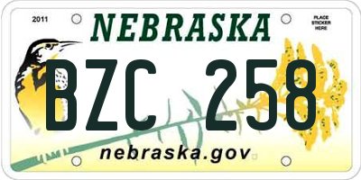 NE license plate BZC258