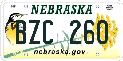 NE license plate BZC260