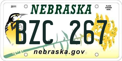 NE license plate BZC267