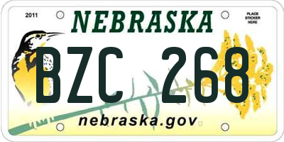 NE license plate BZC268