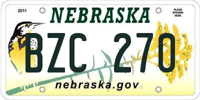 NE license plate BZC270