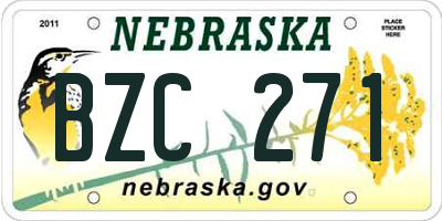 NE license plate BZC271