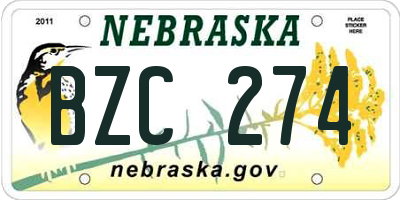 NE license plate BZC274