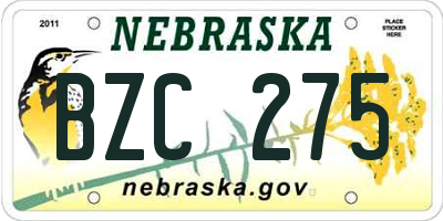 NE license plate BZC275