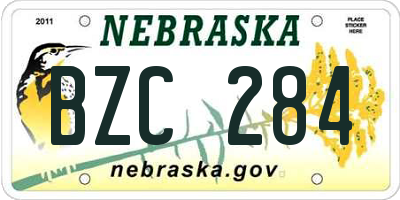 NE license plate BZC284