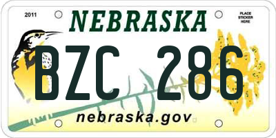NE license plate BZC286