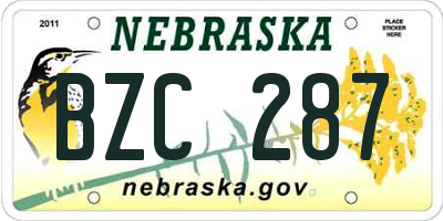 NE license plate BZC287