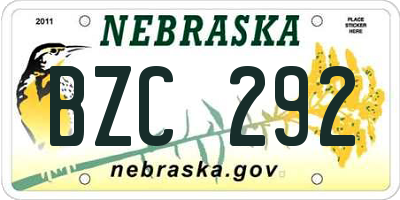 NE license plate BZC292