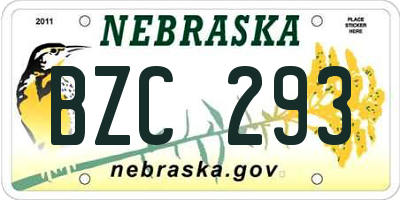 NE license plate BZC293