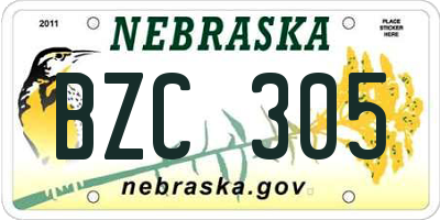 NE license plate BZC305