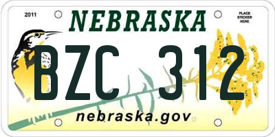 NE license plate BZC312