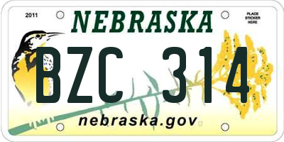 NE license plate BZC314
