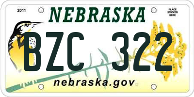 NE license plate BZC322