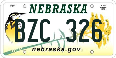 NE license plate BZC326