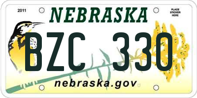 NE license plate BZC330