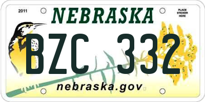 NE license plate BZC332