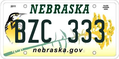 NE license plate BZC333