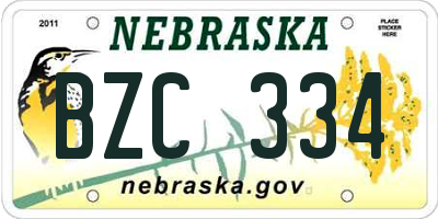 NE license plate BZC334