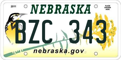 NE license plate BZC343