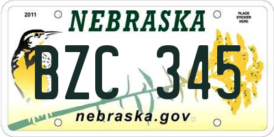 NE license plate BZC345
