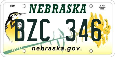 NE license plate BZC346