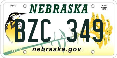 NE license plate BZC349