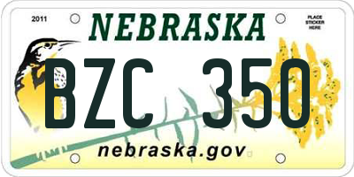 NE license plate BZC350