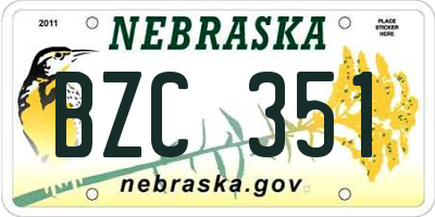 NE license plate BZC351