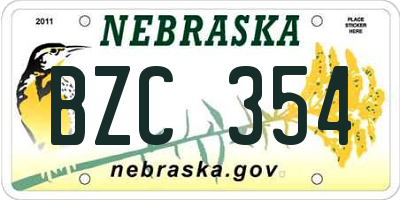 NE license plate BZC354