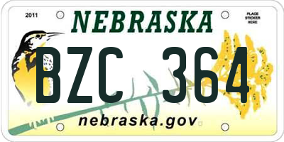 NE license plate BZC364