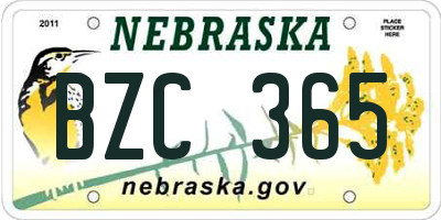 NE license plate BZC365