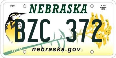 NE license plate BZC372
