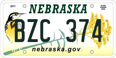 NE license plate BZC374