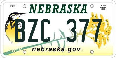 NE license plate BZC377