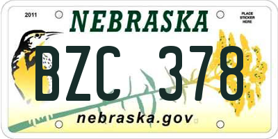 NE license plate BZC378