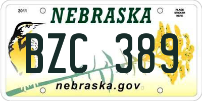 NE license plate BZC389