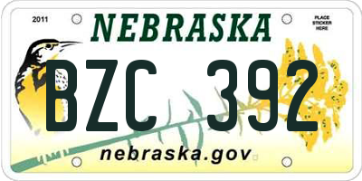 NE license plate BZC392