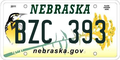 NE license plate BZC393