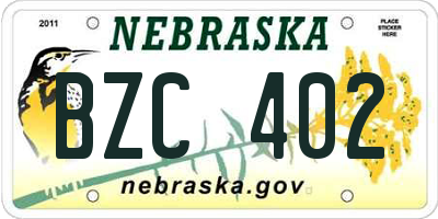 NE license plate BZC402