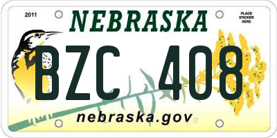 NE license plate BZC408