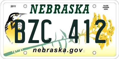 NE license plate BZC412