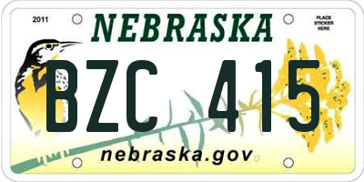 NE license plate BZC415