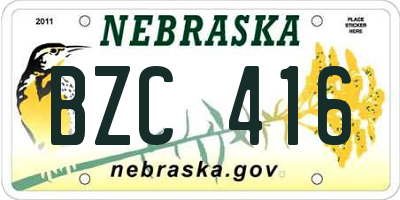 NE license plate BZC416