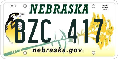 NE license plate BZC417