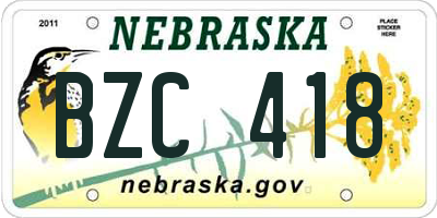 NE license plate BZC418