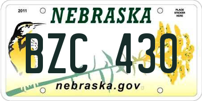 NE license plate BZC430