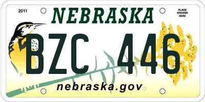 NE license plate BZC446