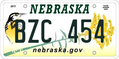 NE license plate BZC454