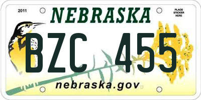 NE license plate BZC455