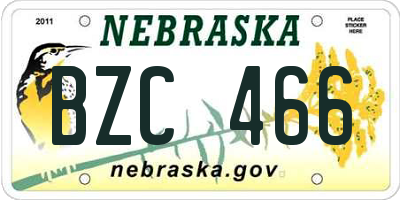 NE license plate BZC466